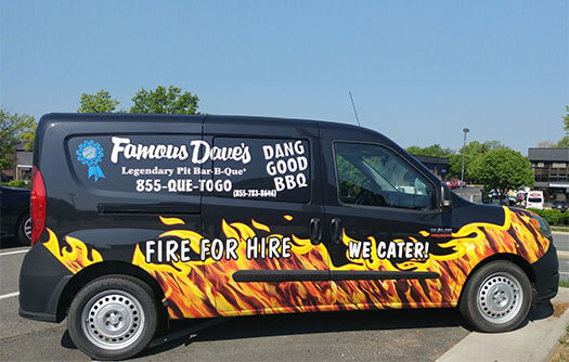 Famous Dave's branded catering van
